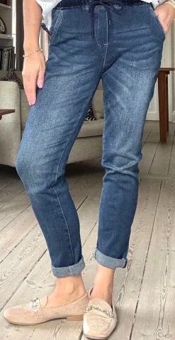 Gabby bukser med opsmøg mørk denim LikeLondon