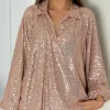 Gemma skjortebluse med pailletter champagne LikeLondon