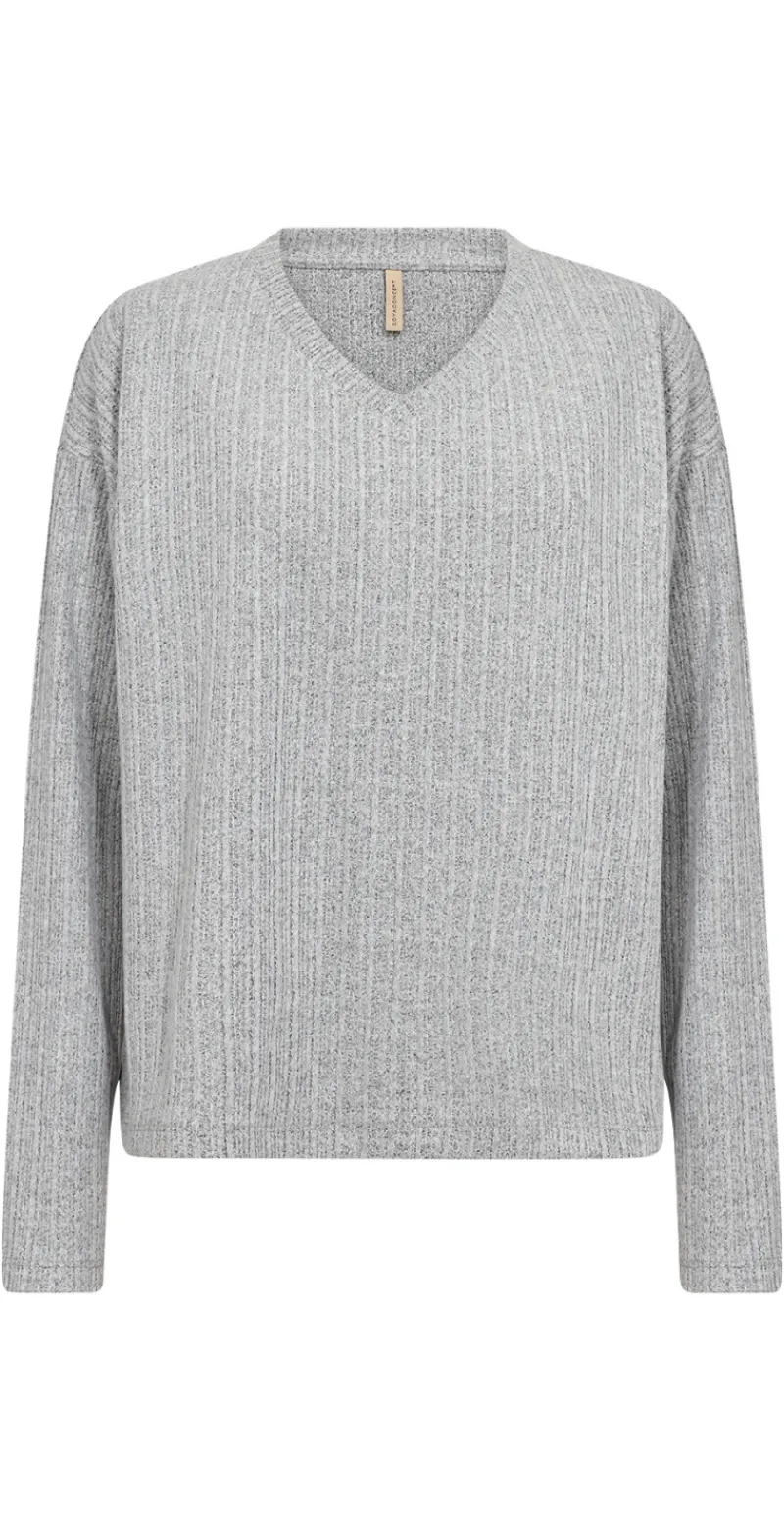 Ghita bluse med v-hals lysgrå