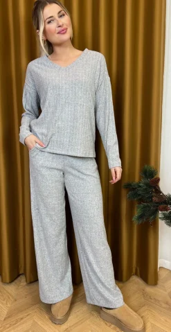 Ghita bluse med v-hals lysgrå