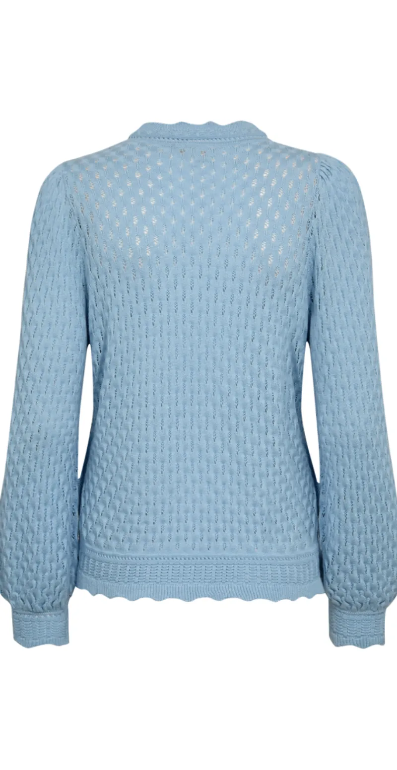 Gina pullover med hulmønster chambray blue