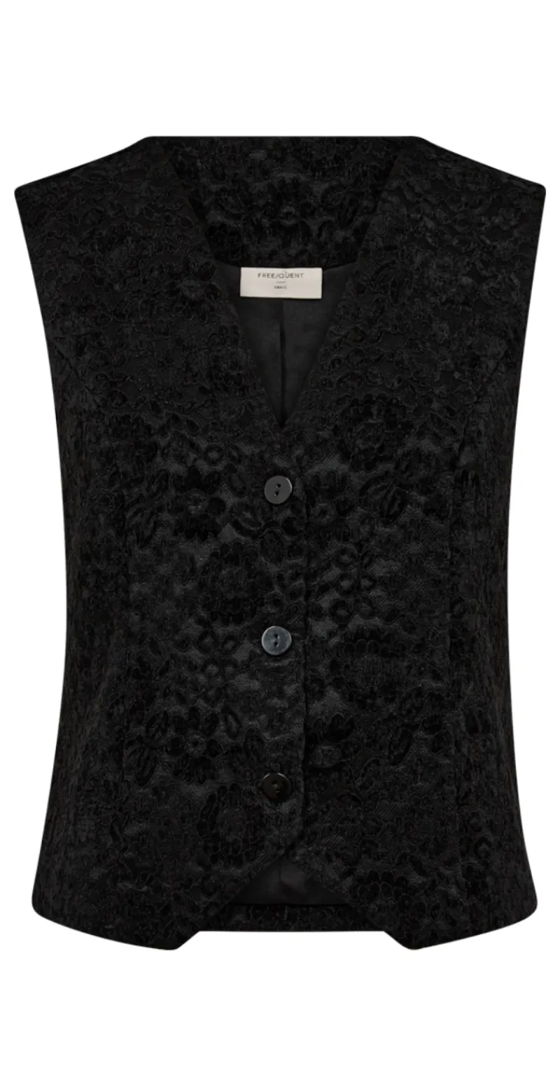 Gry vest i blonde og velourstof sort