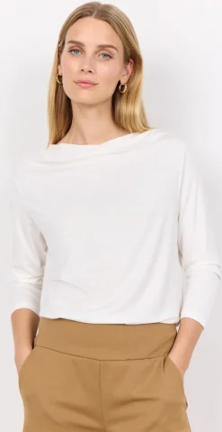 Hallie bluse med drapering foran hvid