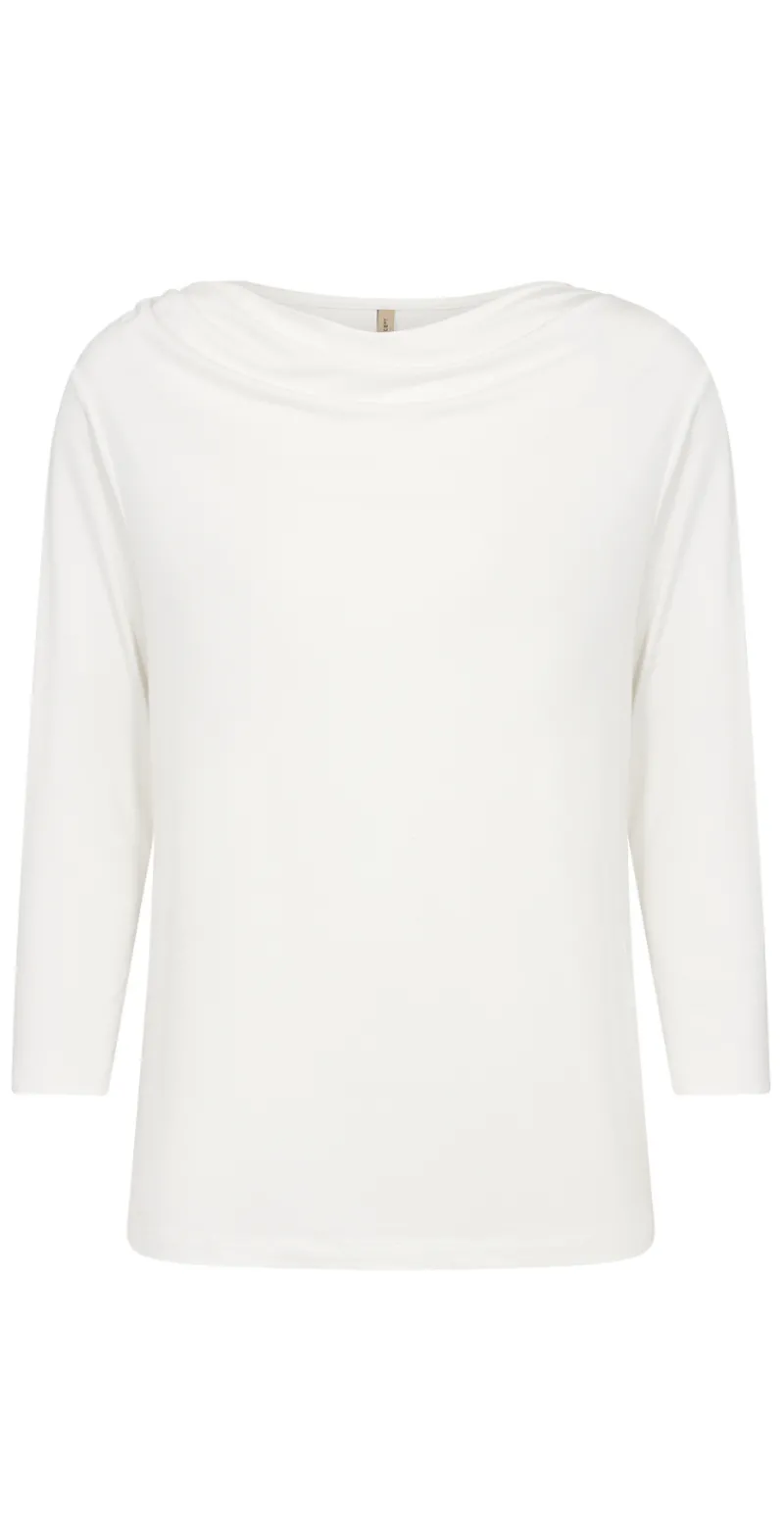Hallie bluse med drapering foran hvid