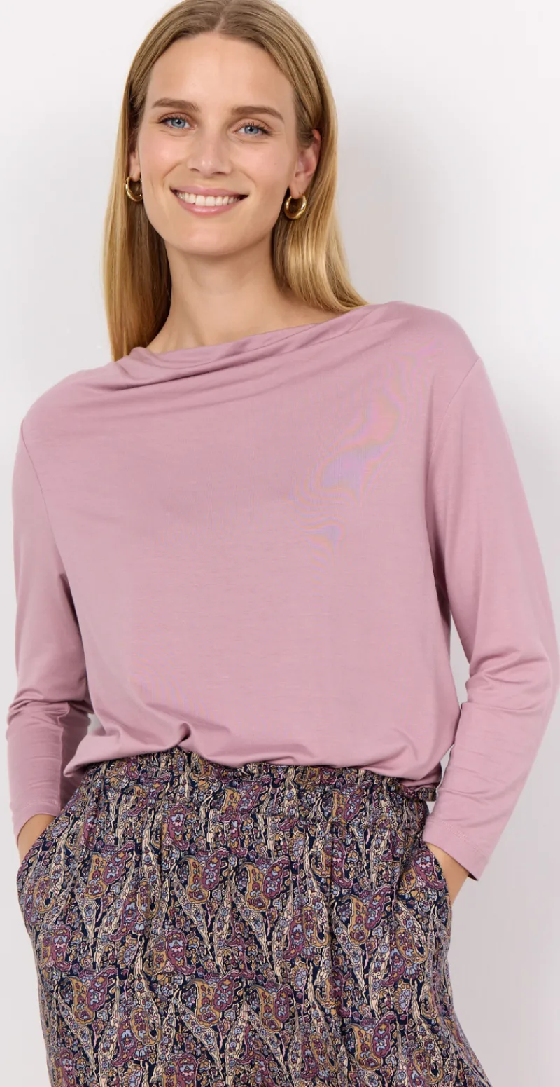 Hallie bluse med drapering foran gammelrosa