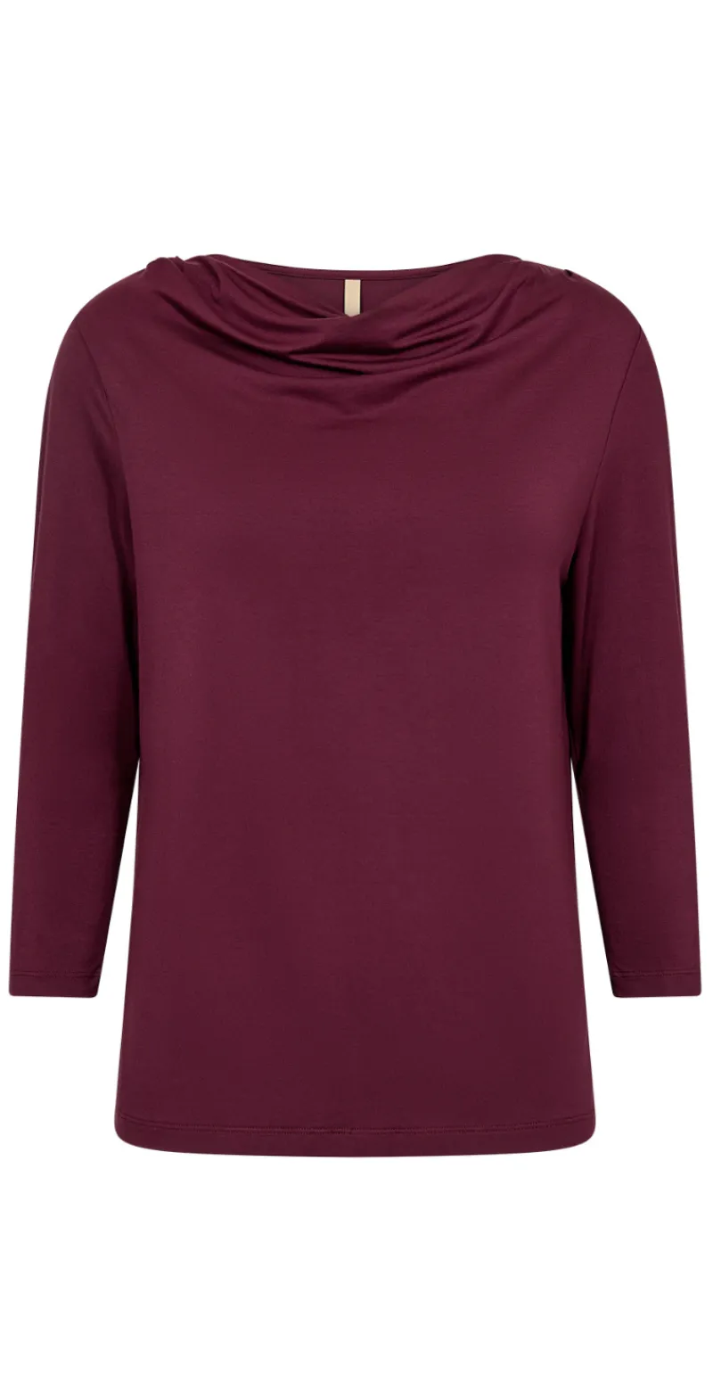 Hallie bluse med drapering foran bordeaux