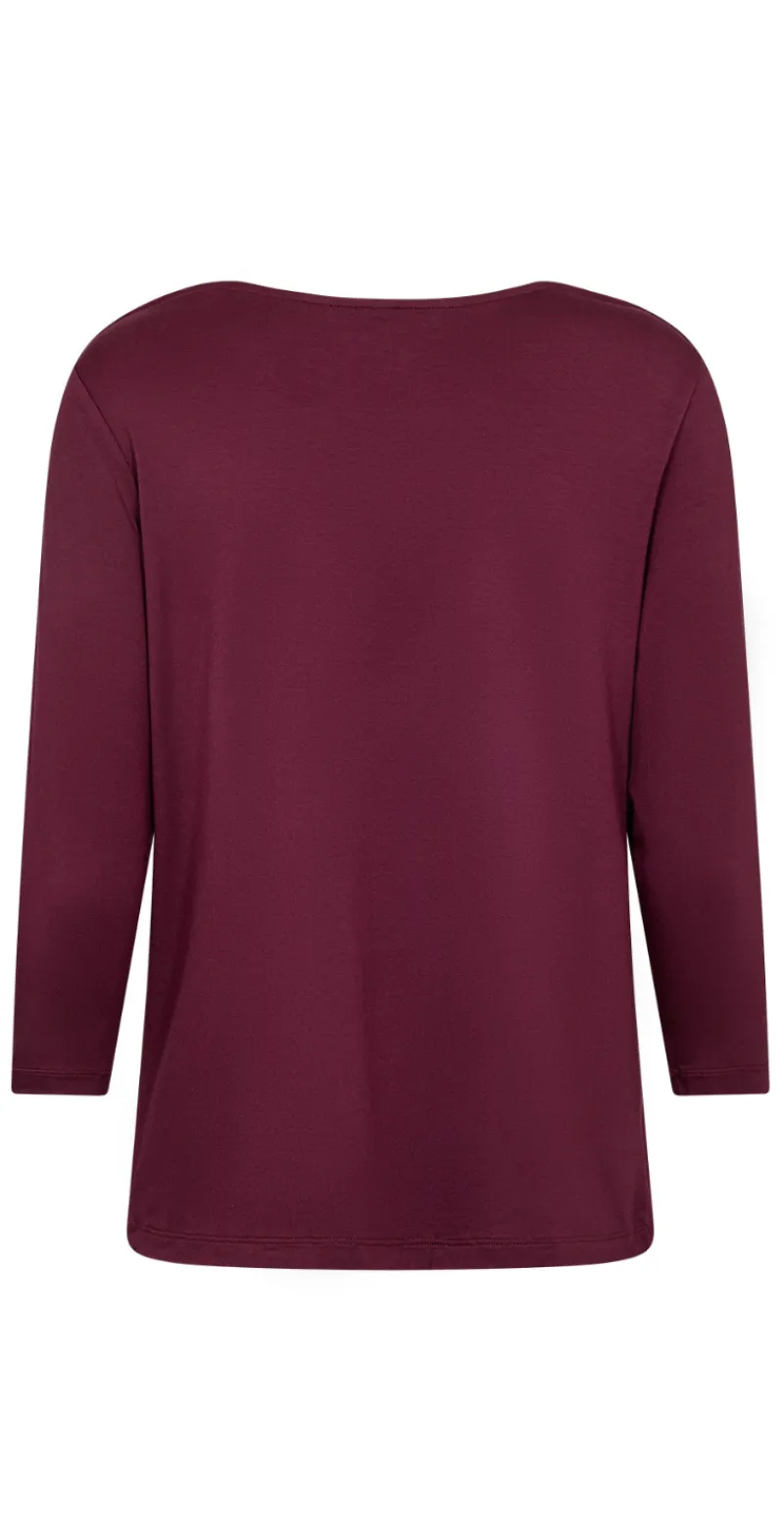 Hallie bluse med drapering foran bordeaux