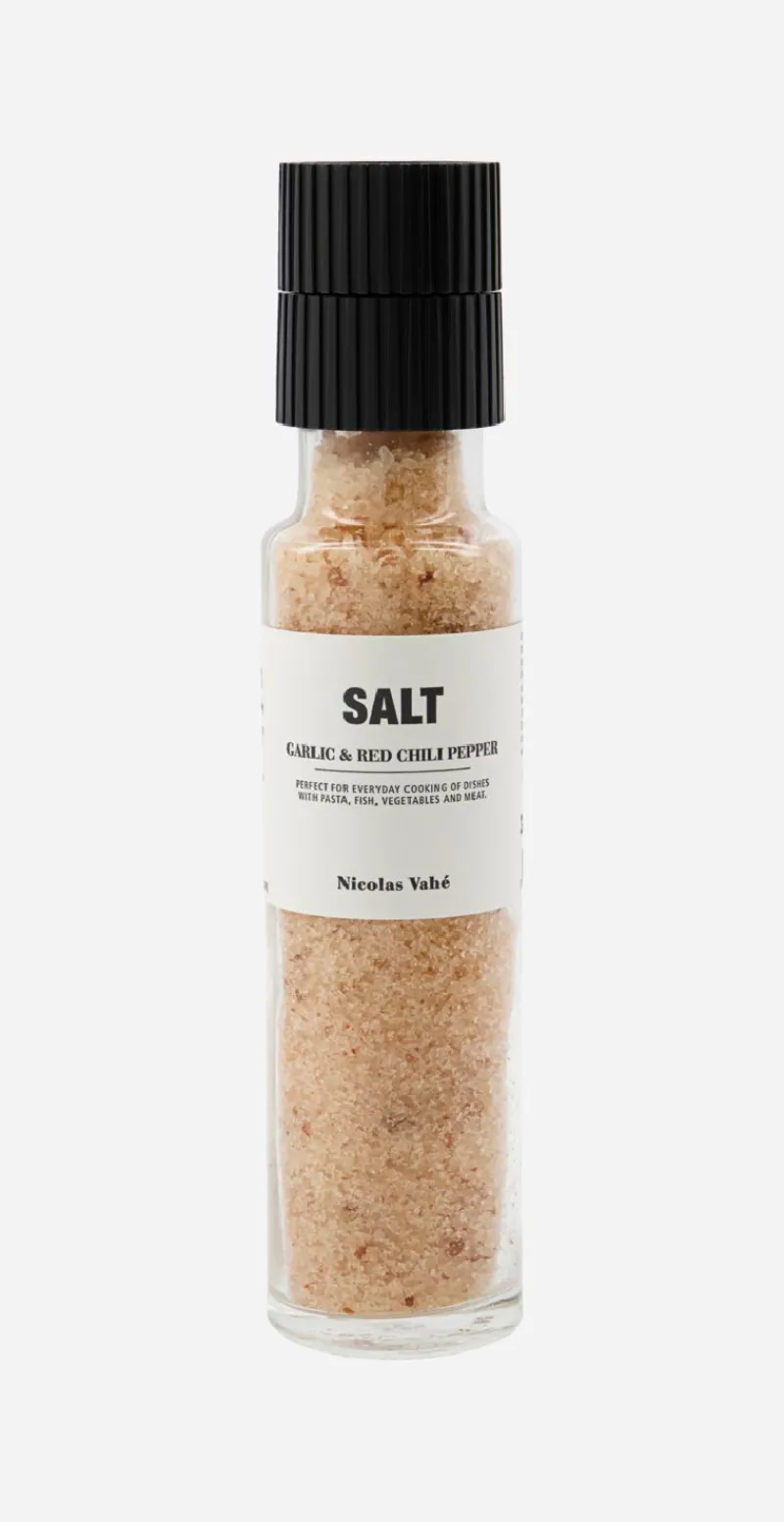 Havsalt med tørret hvidløg og rød chili