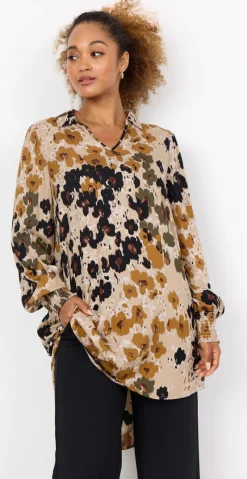 Irena tunika med blomsterprint army