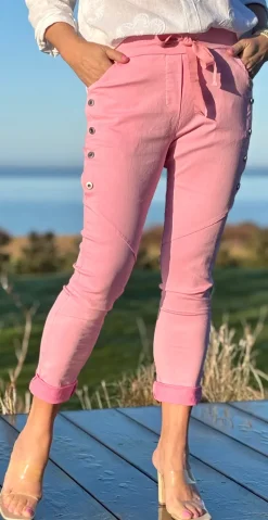 Jessie bukser med knapdetaljer rosa Likelondon