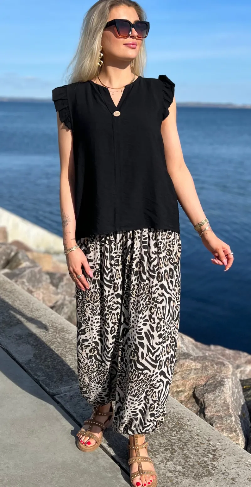 Jill buks med elastik ved talje og fod leopard fango LikeLondon