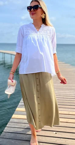 Joella nederdel med knapper Aloe