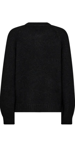 Julia strikcardigan med perleknapper sort