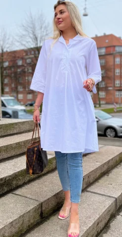 Kamma tunika med lommer hvid LikeLondon