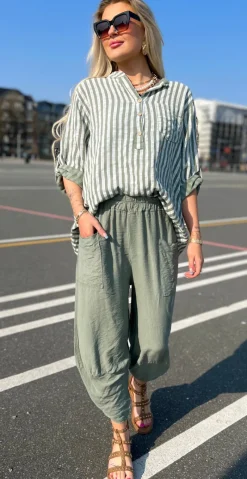 Kimmy bukser med lommer khaki LikeLondon