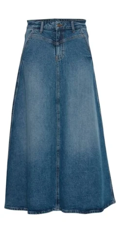 Kyra nederdel mid. blue denim