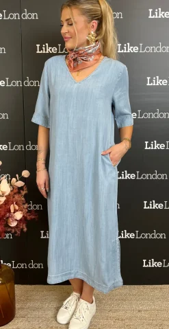 Lana kjole light blue denim
