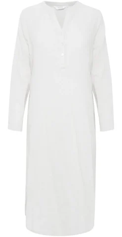 Lang kjole med stolpelukning off white