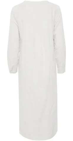 Lang kjole med stolpelukning off white