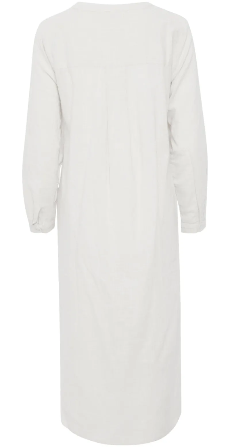 Lang kjole med stolpelukning off white