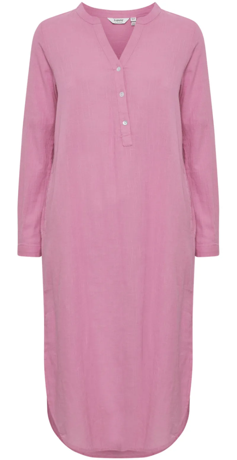 Lang kjole med stolpelukning opera mauve