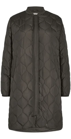 Lang quiltet jakke dark army