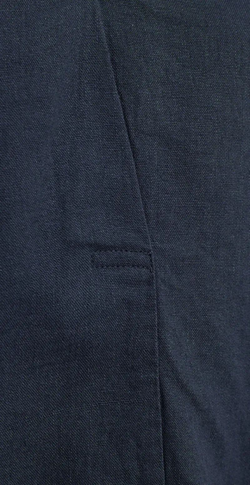 Lava hørbluse med v-udskæring navy