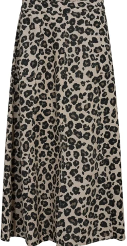 Lavisco hørnederdel med leopardprint sand melange w. black