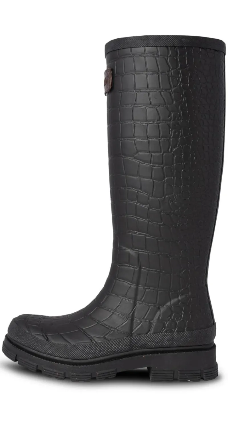 Le Croco gummistøvle sort