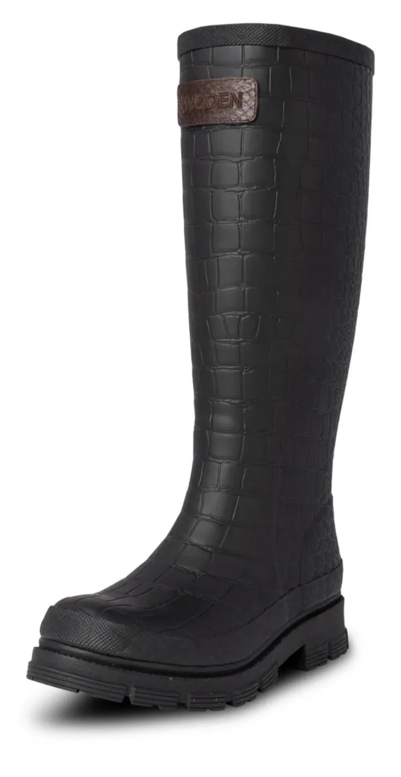 Le Croco gummistøvle sort