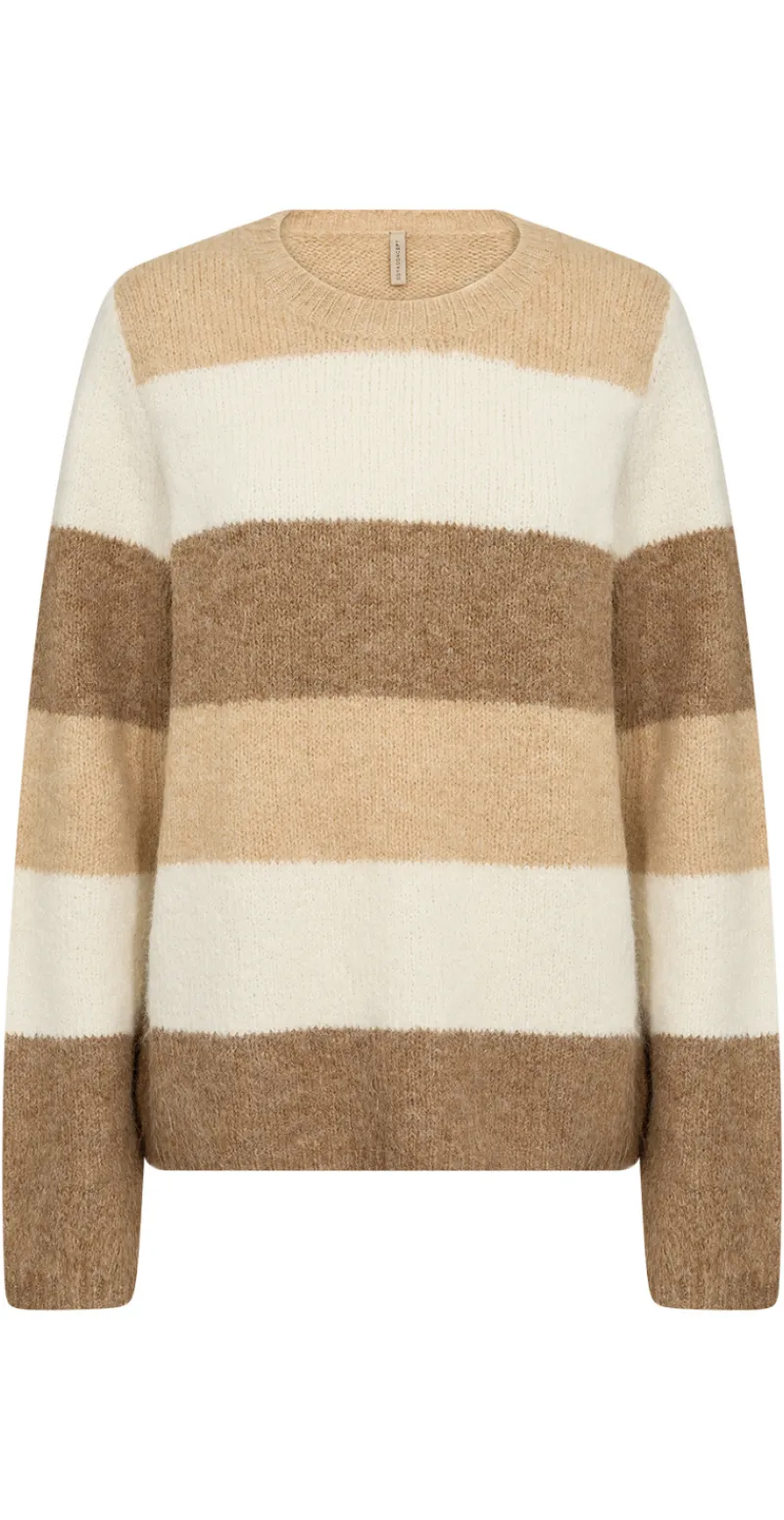 Lene Pullover med striber camel