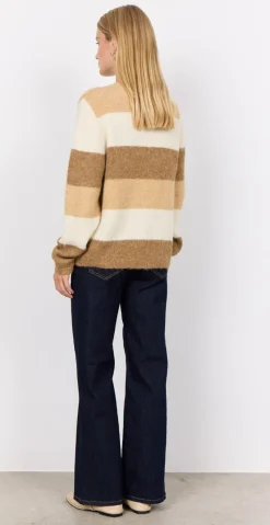 Lene Pullover med striber camel
