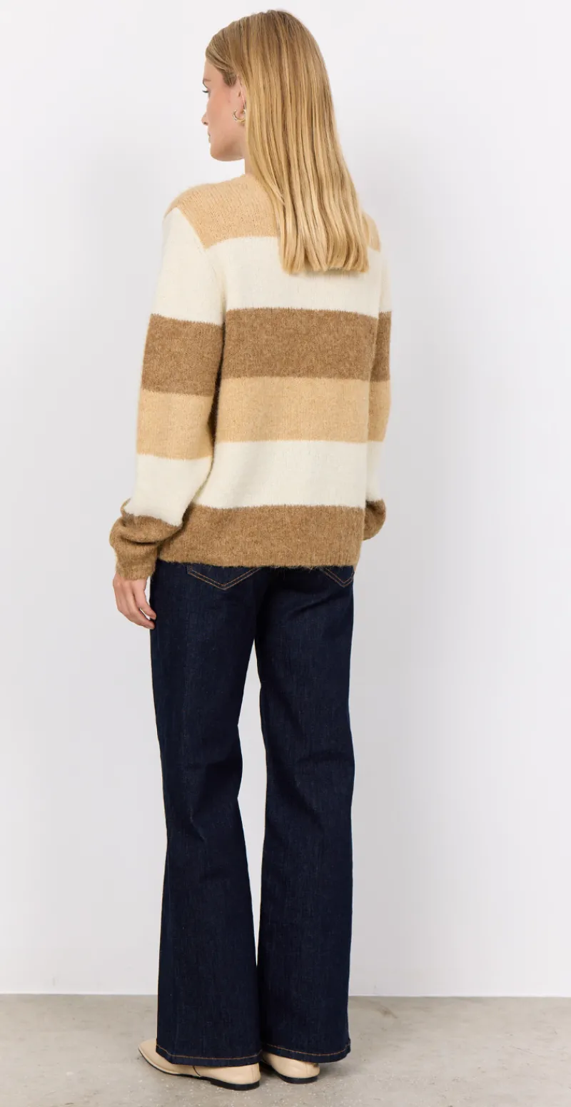 Lene Pullover med striber camel