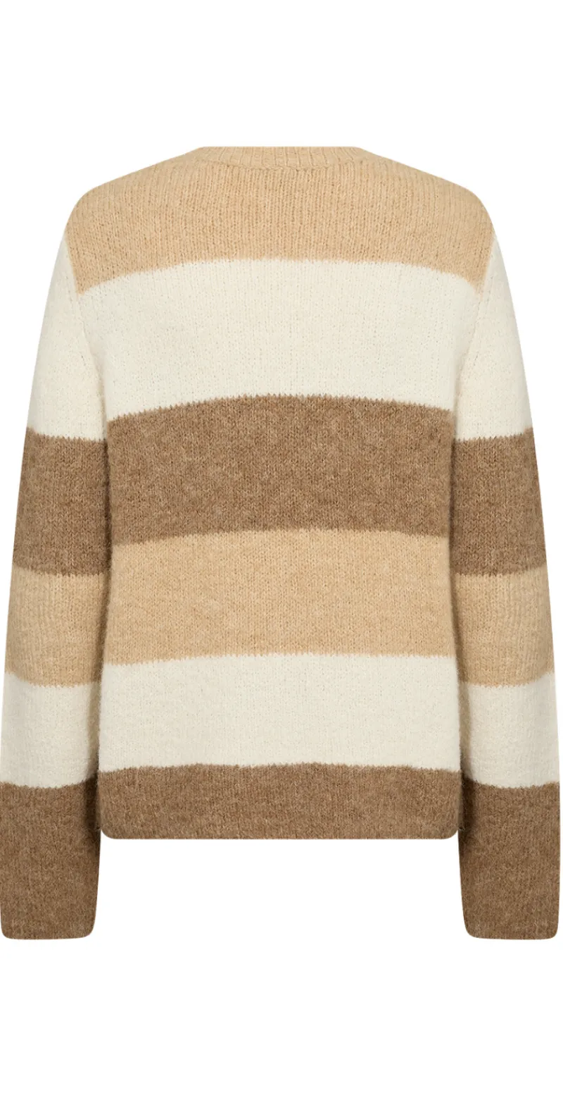 Lene Pullover med striber camel