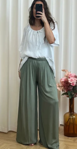 Linette bukser med vidde khaki LikeLondon