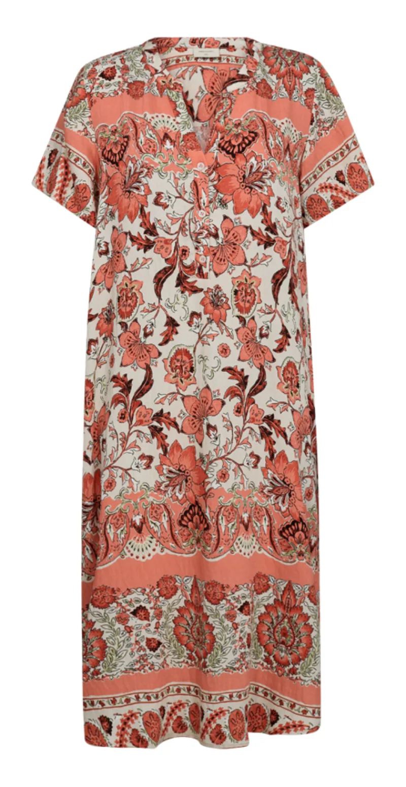 Lissa kjole coral blush w. hot coral