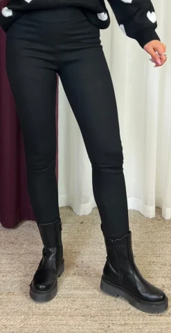 Lolly leggings med fleece og rib sort LikeLondon