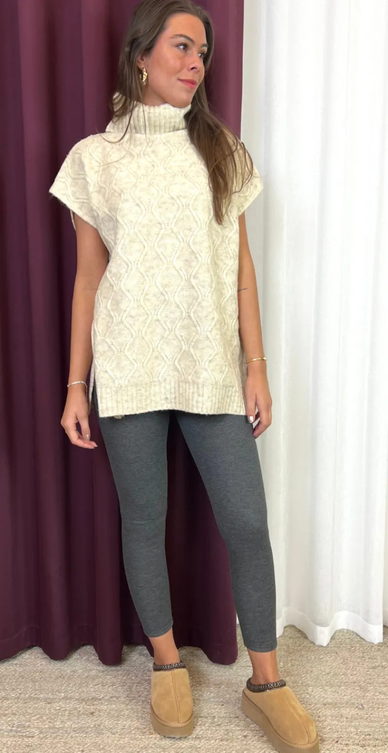 Lolly leggings med fleece og rib grå LikeLondon
