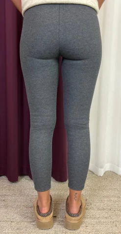 Lolly leggings med fleece og rib grå LikeLondon