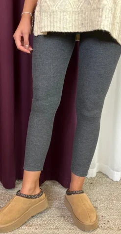 Lolly leggings med fleece og rib grå LikeLondon