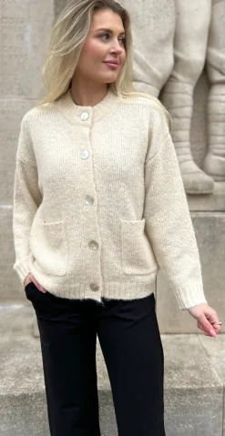 Louisa cardigan med perlemorsknapper moonbeam