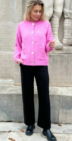 Louisa cardigan med perlemorsknapper pink