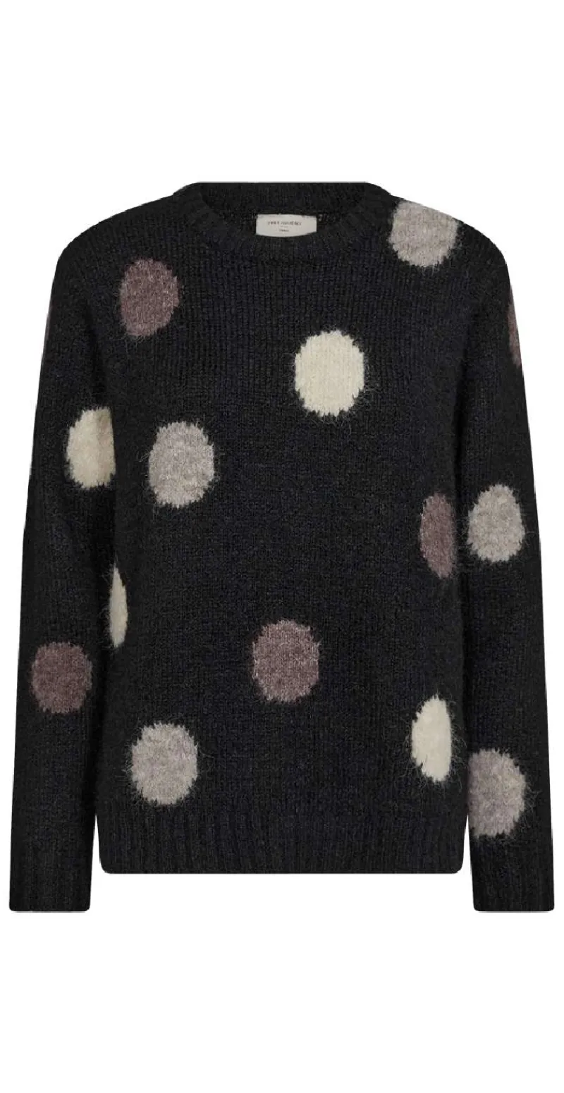 Louisa pullover black w. light grey melange