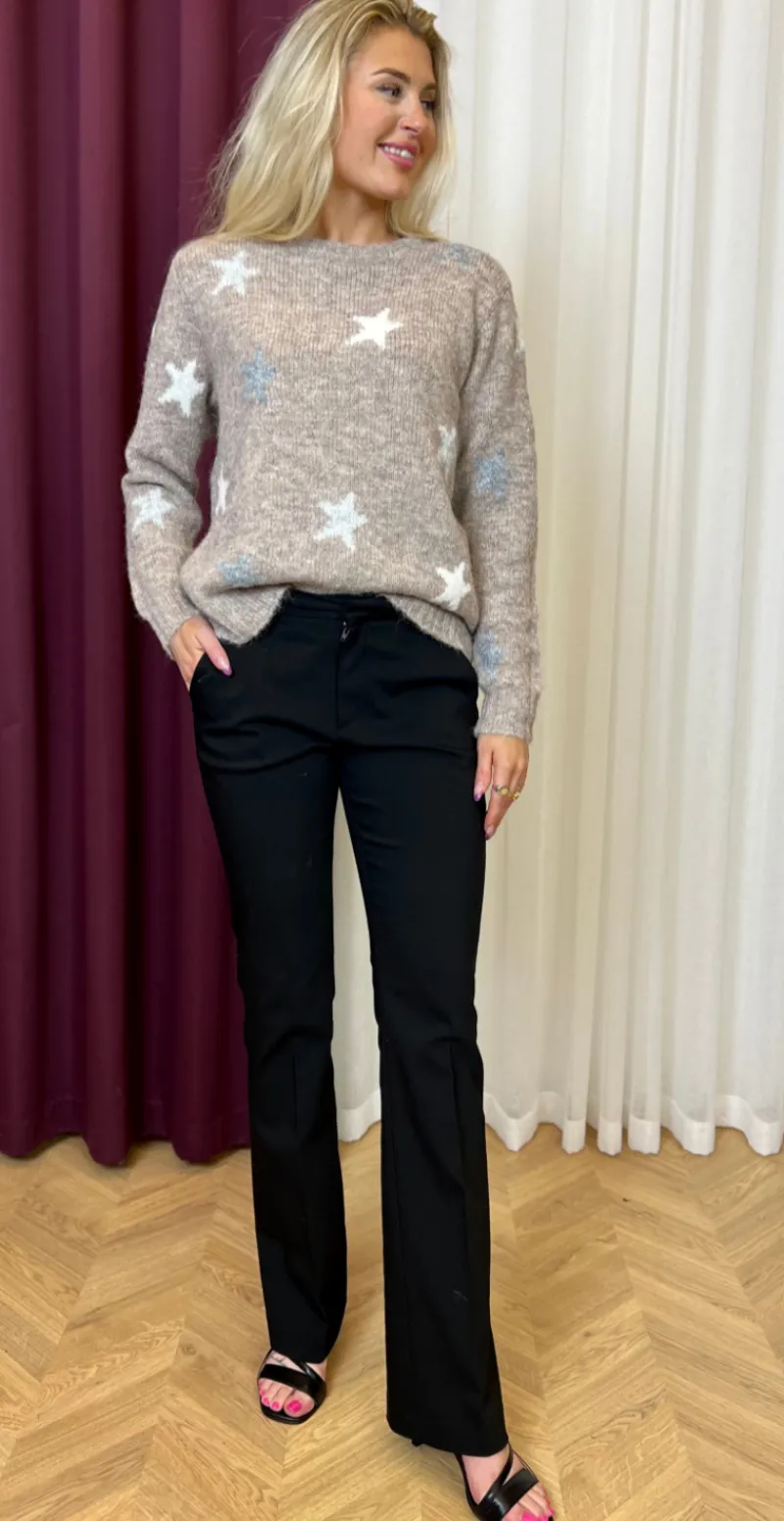 Louisa pullover med stjerner silvermink