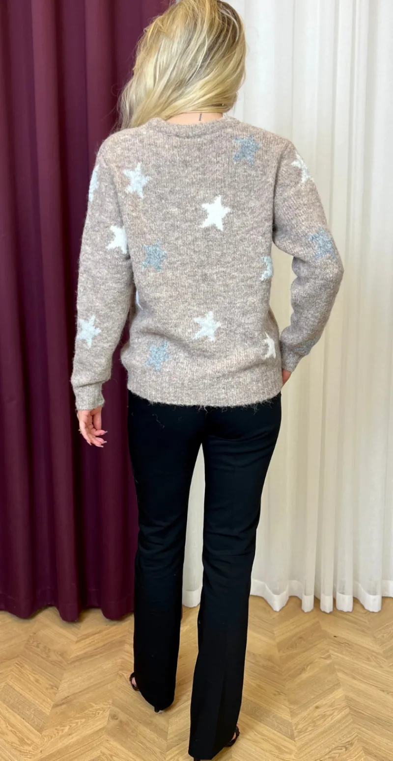 Louisa pullover med stjerner silvermink