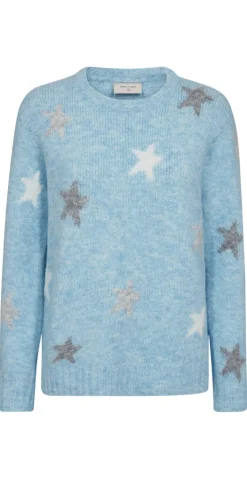 Louisa pullover med stjerner lysblå
