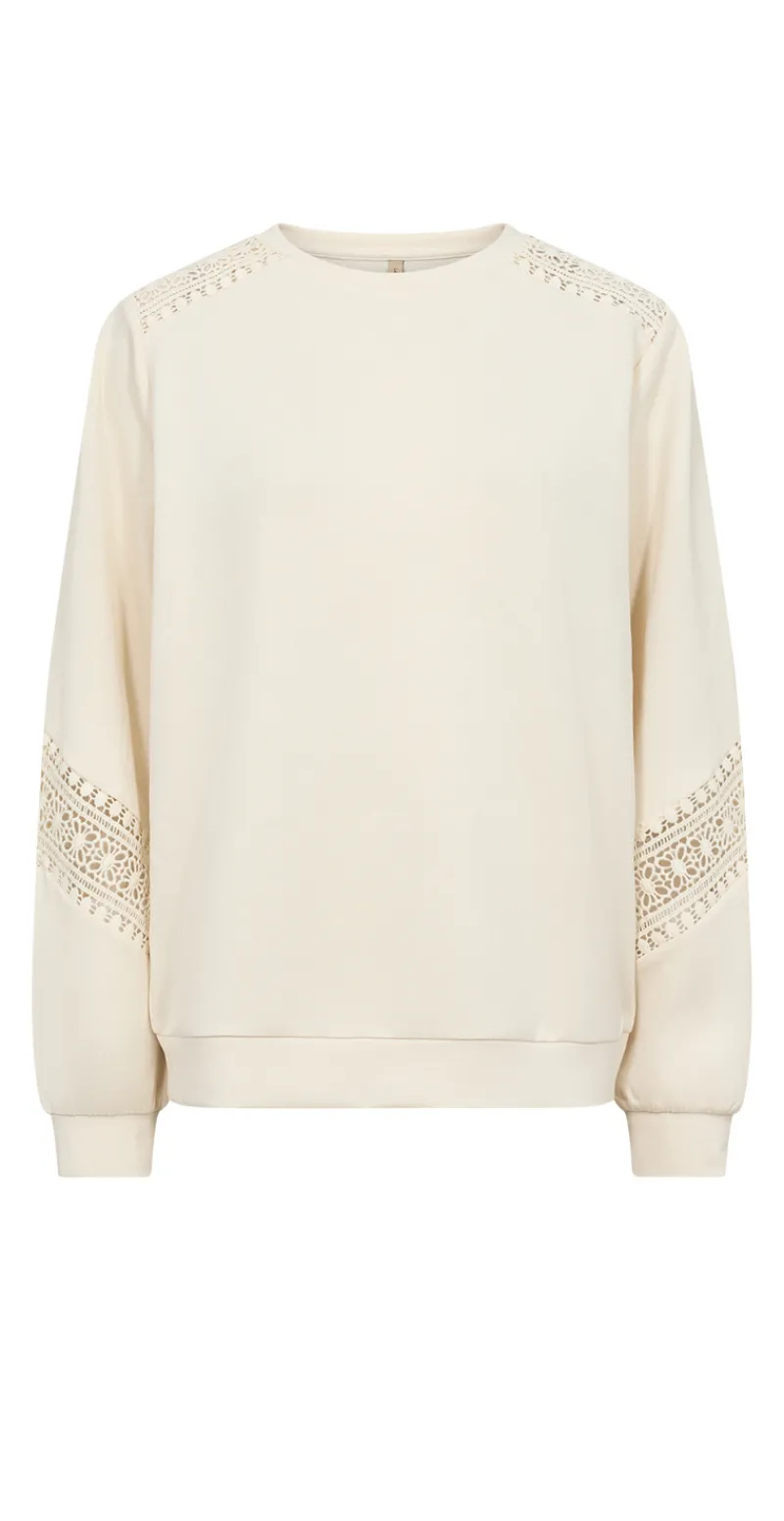 Lucca sweatshirt med broderede detaljer creme