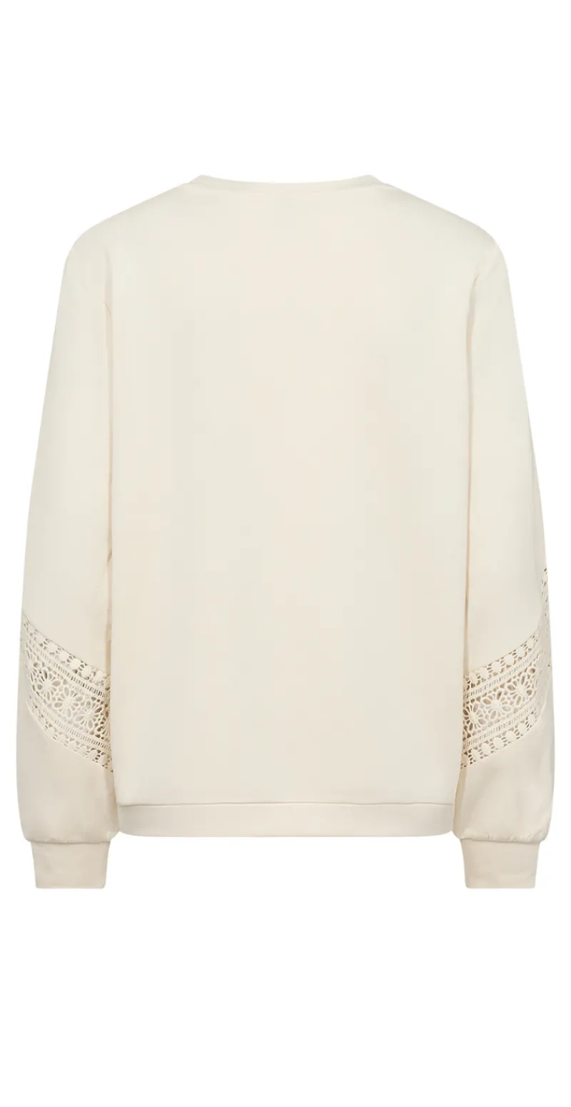 Lucca sweatshirt med broderede detaljer creme