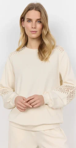 Lucca sweatshirt med broderede detaljer creme