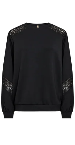 Lucca sweatshirt med broderede detaljer sort